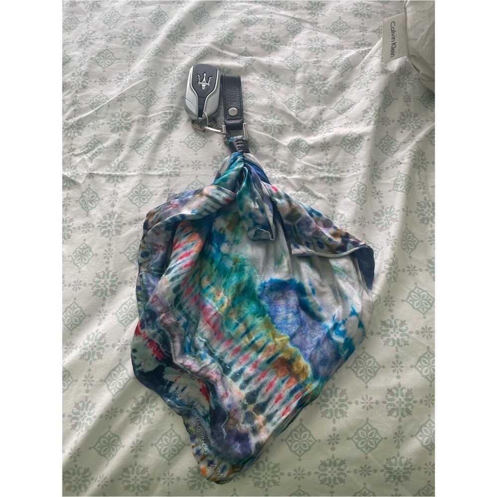 AMIRI Multicolor Tie-Dye Key Chain Scarf Accessory - Blue Purple Black